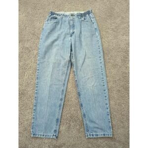 Lee Mom Jeans Womens 28 Blue Elastic Waist High Rise Tapered Made in Mexico